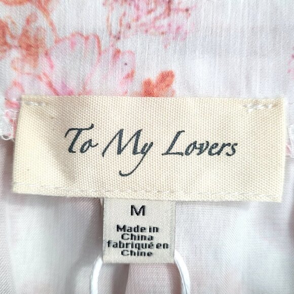 NWT To My Lovers Pink Floral Boho Sheer Puff Sleeves Peasant Top - Picture 6 of 12